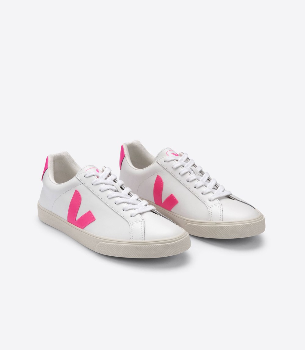 Veja Sneakers Womens - Esplar Leather - White/Pink - 5364BILQZ